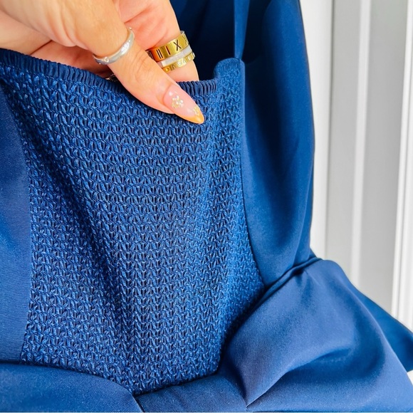 Sachin & Babi Blaine Mini Dress Navy Bow Train Cocktail Party Formal 8 M Blue - Picture 9 of 13